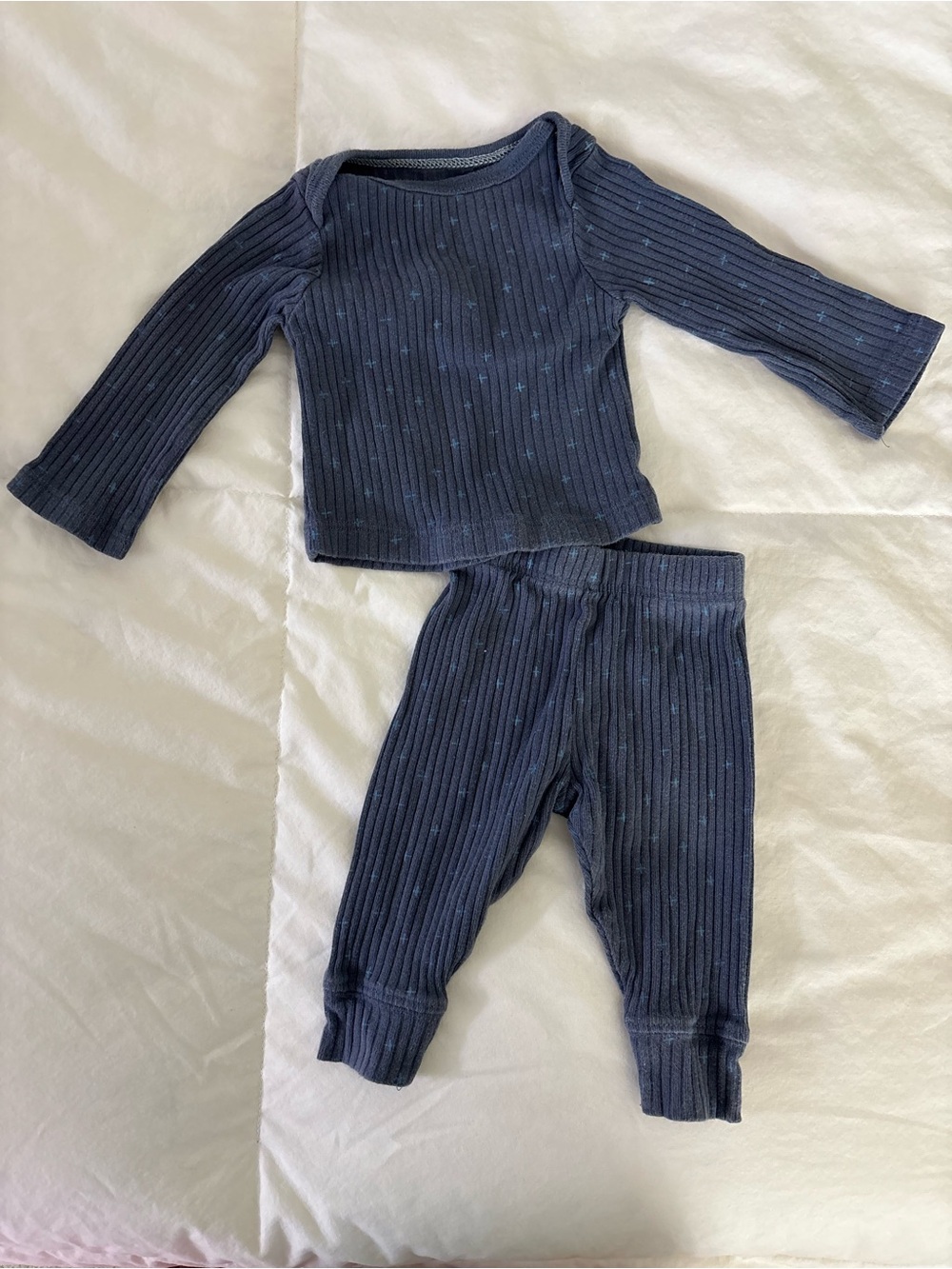 Cloud Island Navy Ribbed Long-Sleeve Baby Pajama Set